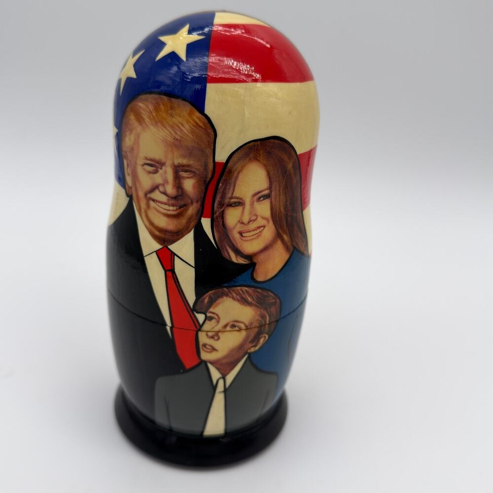 DONALD TRUMP Family Nesting Dolls Melania Ivanka RARE Wood Russia Matryoshka 5pc
